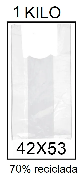 BOLSAS CAMISETA 42x53 70% RECICLADO 1 KG