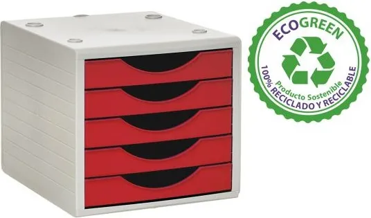 Módulo 5 Cajones Archivotec Rojo