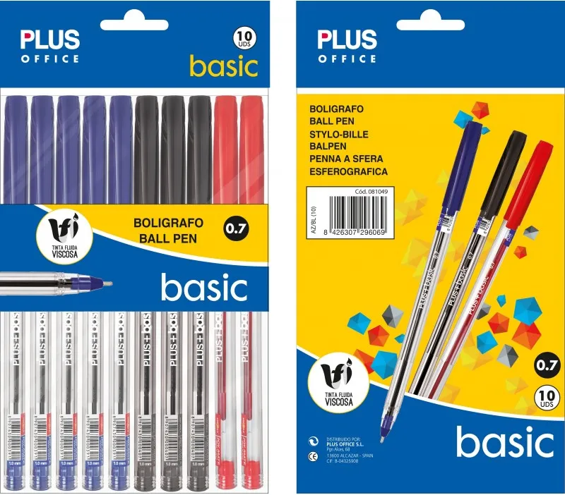 BOLSA 10 BOLÍGRAFOS PLUS BASIC SURTIDOS