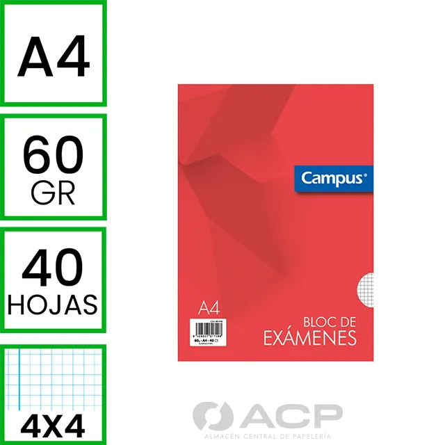 BLOC EXAMEN A4 CAMPUS CUADRO