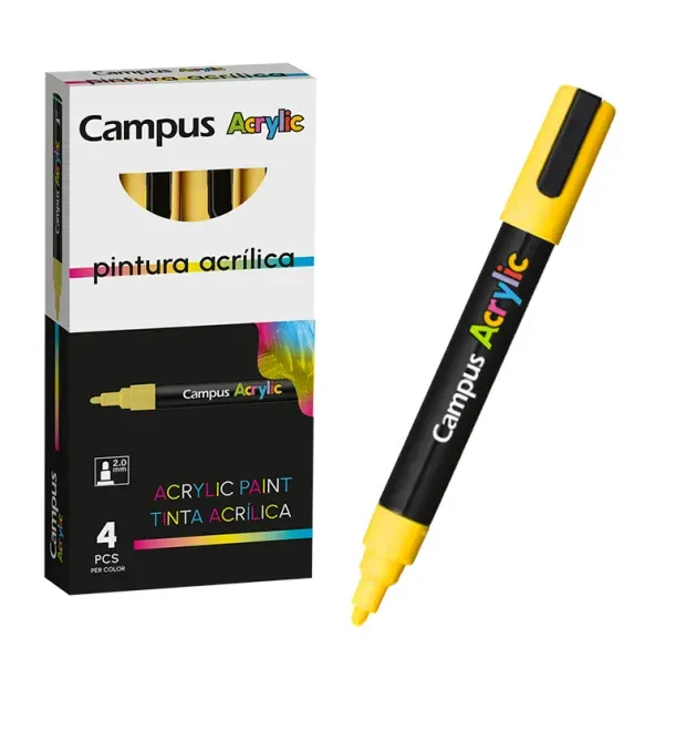 ROTULADOR ACRILICO CAMPUS AMARILLO (4 UNID)