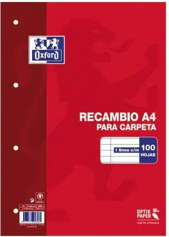 RECAMBIO A4 OXFORD 100H HORIZONTAL 90GR
