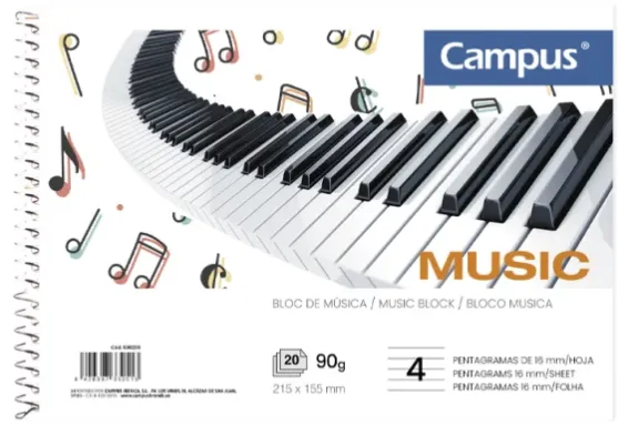 Bloc Música Campus A5 Pentagrama Grande