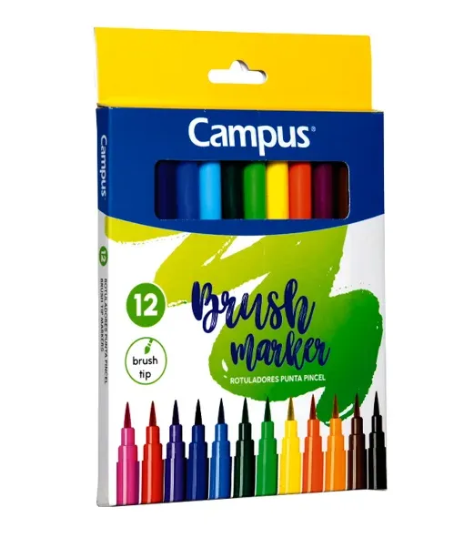 ROTULADOR CAMPUS PUNTA PINCEL 12 COLORES