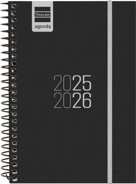 Agenda Finocam Espiral E8 Sv Horiz.negro 25-26