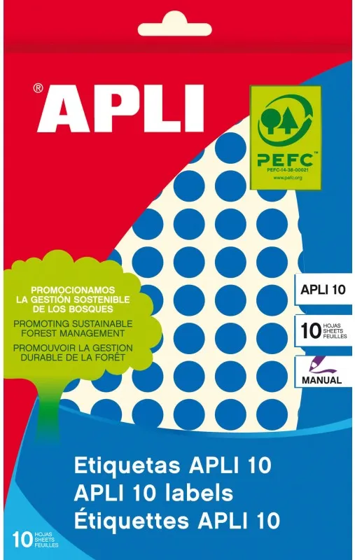 ETIQUETA APLI SOBRE AZULES 10 MM