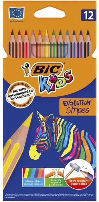 LAPIZ BIC STRIPES12 COLORES