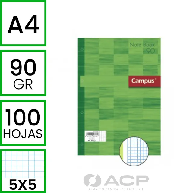 RECAMBIO CAMPUS A4 100H 5X5 90GR VERDE
