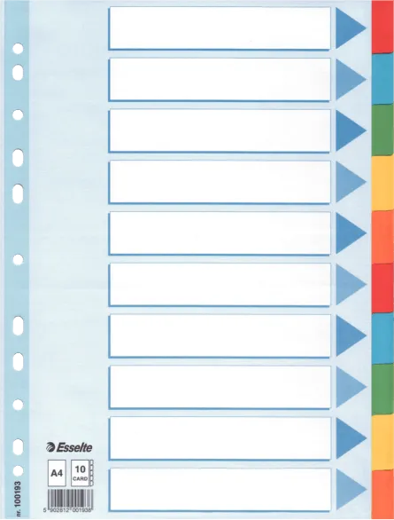 SEPARADORES A4 10 POSICIONES CARTULINA