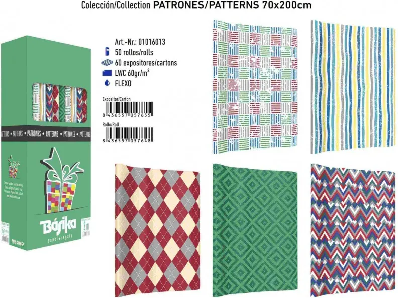 ROLLO PAPEL REGALO 70X200CM PATRONES