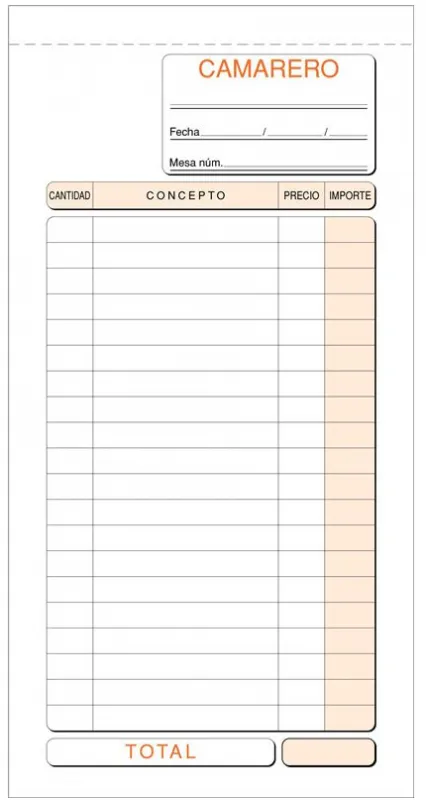 TALONARIO CAMARERO T-100