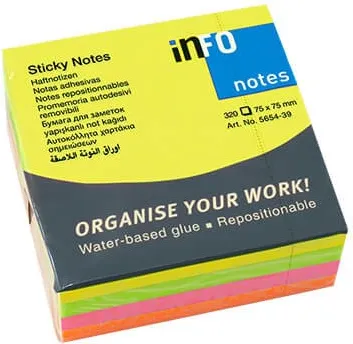 NOTAS ADHESIVAS NEON 75X75 4 COLORES