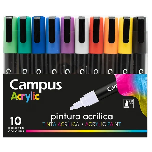 ROTULADOR ACRILÍCO CAMPUS 10 COLORES BÁSICOS