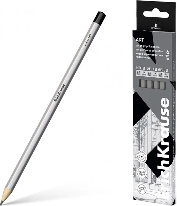 Set 6 Lápiz Erich Krause Graduación del Hb Al 8B