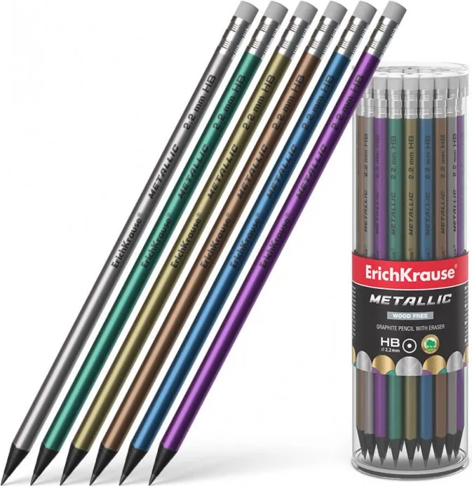 Lápiz Grafito C/Goma Metallic Hb Bote 42 Unid