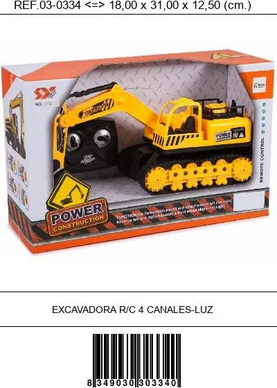 Excavadora R/C 4 Canalaes Luz