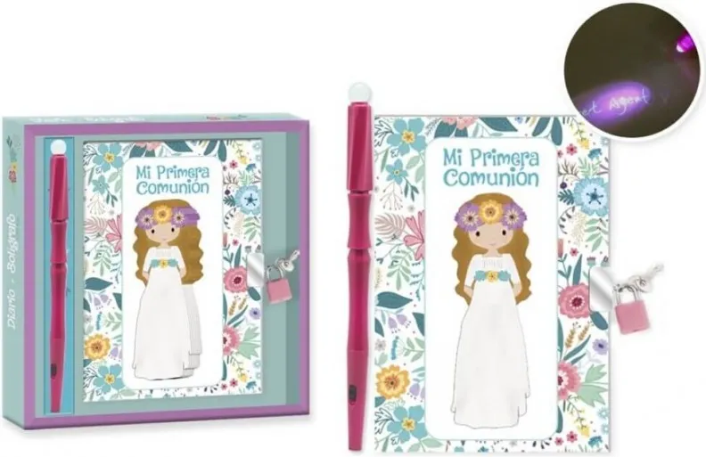 Diario Comunion Niña + Bolígrafo con Luz