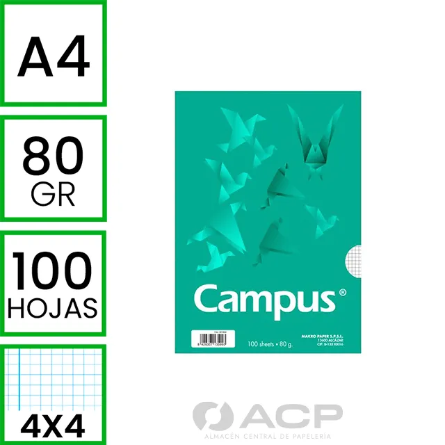 Papel A4 80G Campus Cuadro 100H