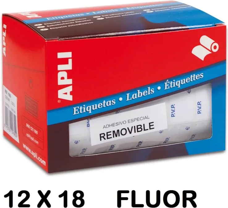 ETIQUETA ROLLO FLUORESCENTE PVP EURO 12X18