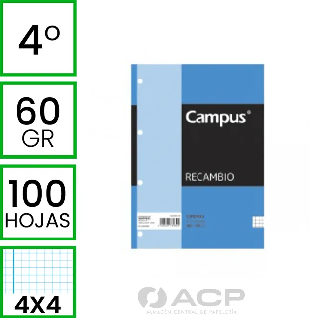 Recambio Campus Cuarto 100H Cuadro 4MM