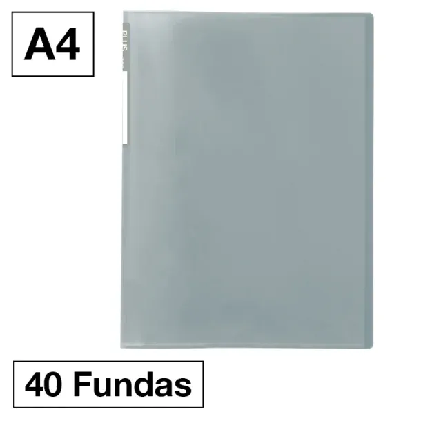 CARPETA FUNDAS PLUS A4 40F TRASLÚCIDA GRIS