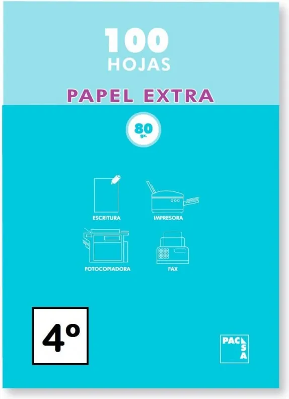 PAPEL CUARTO PACSA 80GR LISO 100H