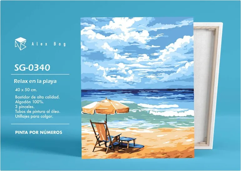 PINTAR POR NUMEROS PLAYA CON SOMBRILLA