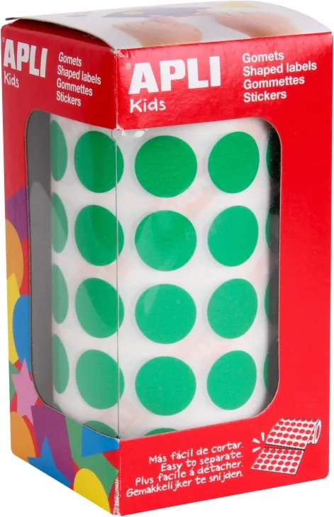 Gomets Círculo en Rollo Verde 15mm