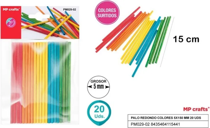 PALO REDONDO 5MMX15CM COLORES