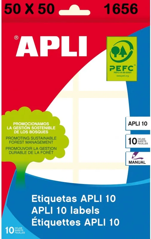 ETIQUETA APLI SOBRE 50X50 10 HOJAS