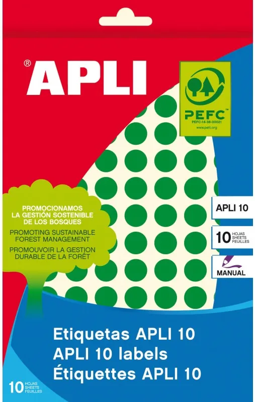 ETIQUETA APLI SOBRE VERDES 10MM