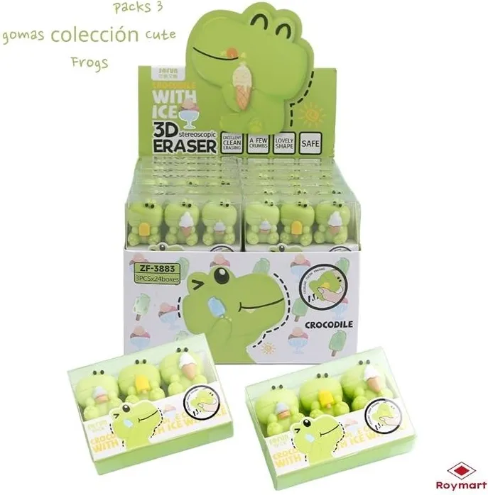 GOMAS EN 3D COCODRILO WITH ICE (SET DE 3 UNIDADES)