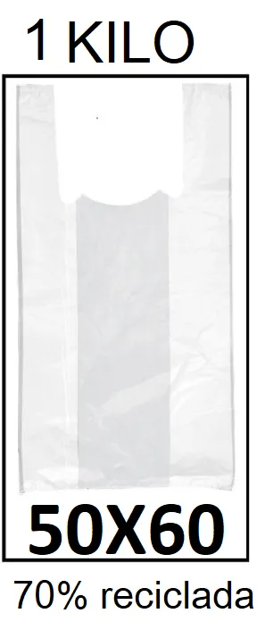 BOLSAS CAMISETA 50X60 70% RECICLADO 1 KG