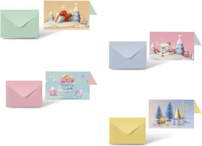 Tarjeta Felicitación Navidad Pastel con sobre