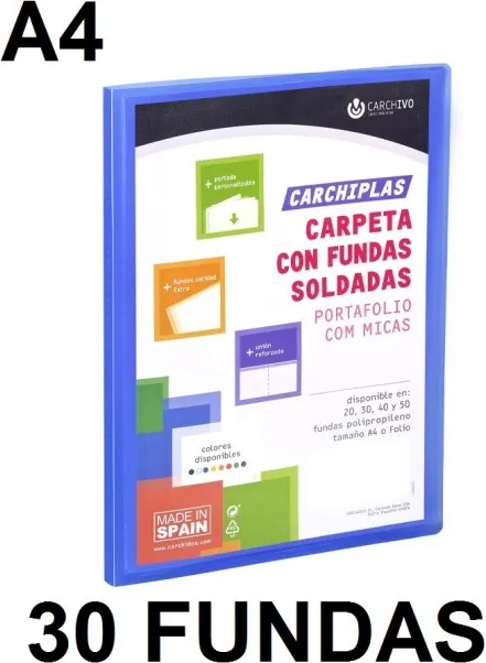 Carpeta 30 Fundas A4 Carchiplas Personaliz.azul