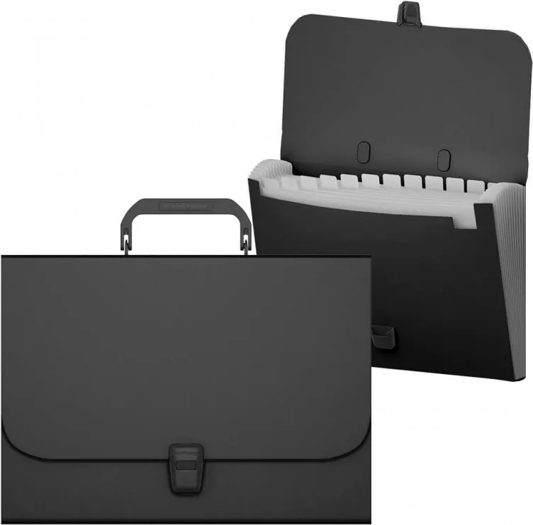 MALETIN A4 ASA CON 12 SEPARADORES NEGRO