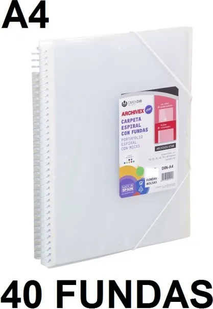 CARPETA 40 FUNDAS A4 ESPIRAL ARCHIVEX STAR INCOLORO