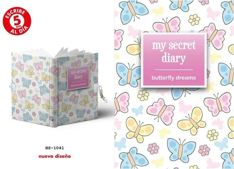 Diario A5 168 Hojas Candado Butterfly