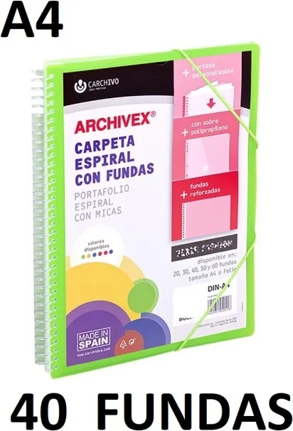 CARPETA 40 FUNDAS A4 ESP.CANGURO ARCHIVEX STAR VDE.CLARO