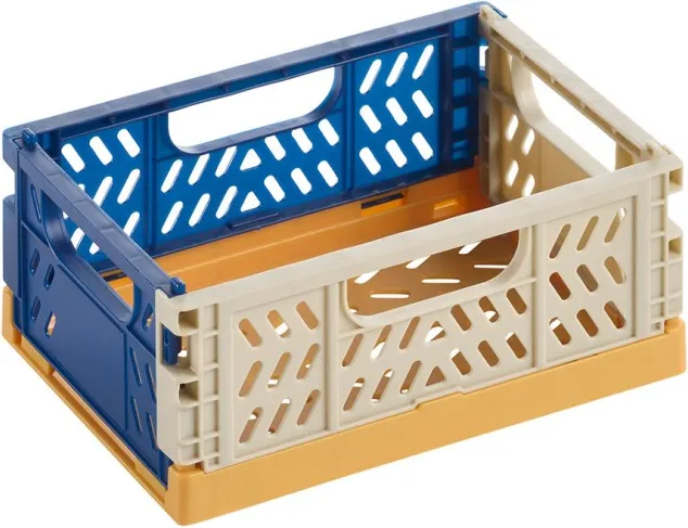 CAJA PLEGABLE Y APILABLE TRICOLOR MOSTAZA