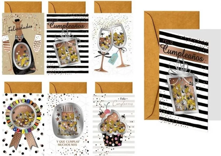 Tarjeta Felicitacion Cumpleaños Brillo con sobre