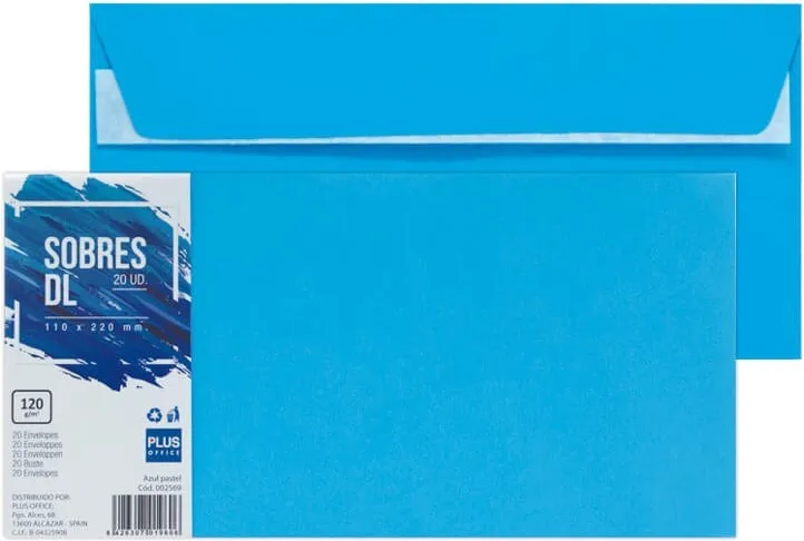 SOBRES 110X220 AZUL PASTEL