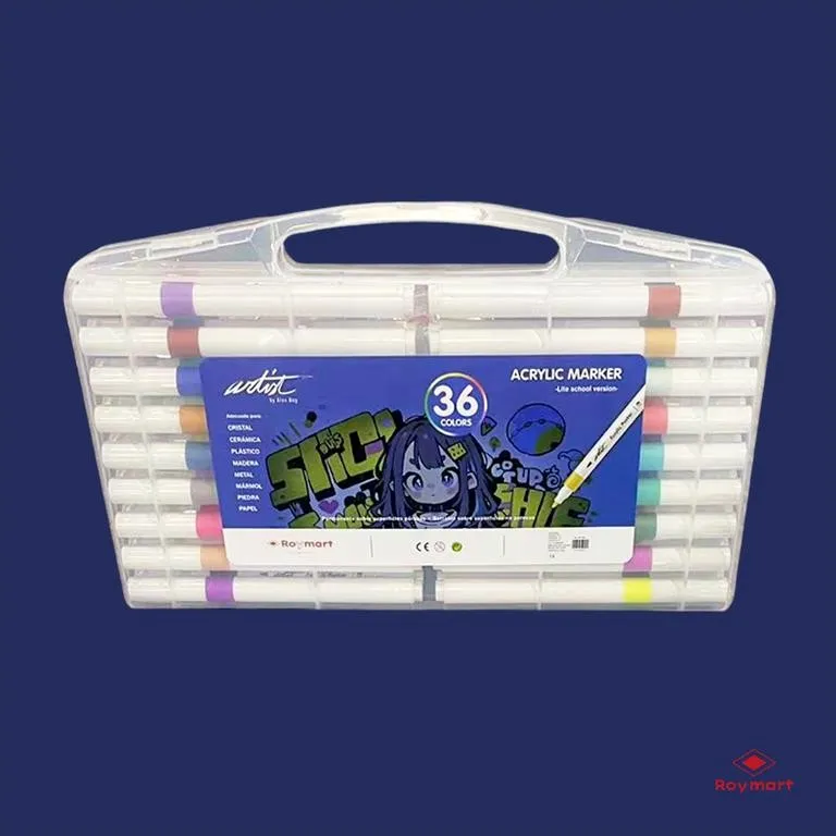 ROTULADOR ACRÍLICO 36 COLORES ESTUCHE MALETÍN