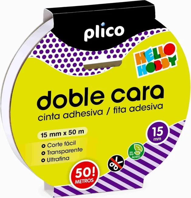 CINTA DOBLE CARA PLICO 15MM X 50M