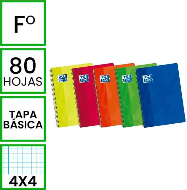 BLOC OXFORD CLASSIC FOLIO 80H TAPA PLASTICO 4x4
