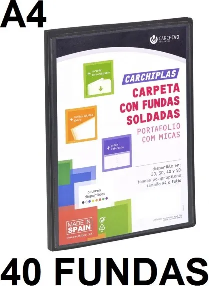 Carpeta 40 Fundas A4 Carchiplas Personaliz.negro