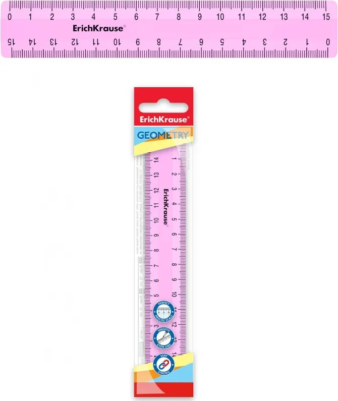 Regla  Plástico 15 Cm Pastel Rosa