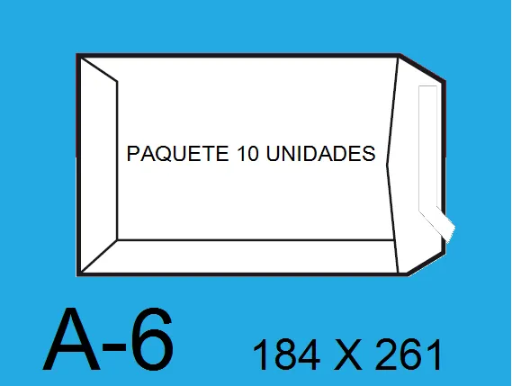 BOLSA ENVIO 184X261 A6 BLANCO 10UN