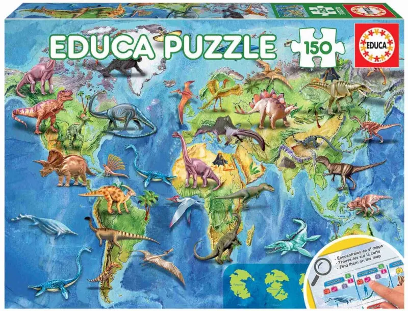 PUZZLE 150 MAPA MUNDI DINOSAURIOS