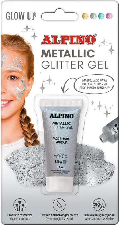 MAQUILLAJE ALPINO GEL GLITTER METALICO PLATA